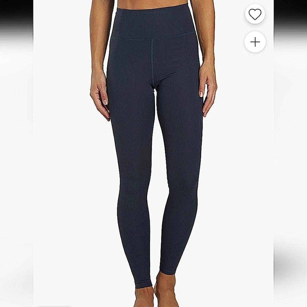 Girlfriend Collective-FLAWED-Black Ribbed Stretch High Rise Leggings-Size Medium